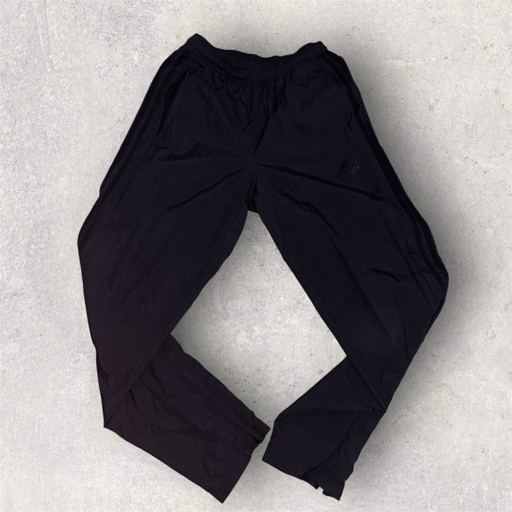 Men’s Adidas Black Zip Bottom Nylon Track Pants Size Small